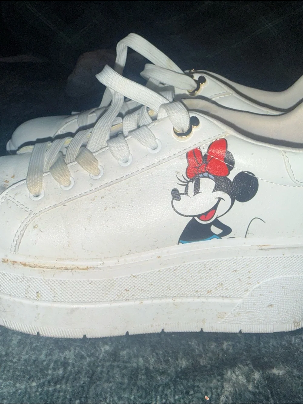 Aldo White Platform Sneakers with Mickey Accent